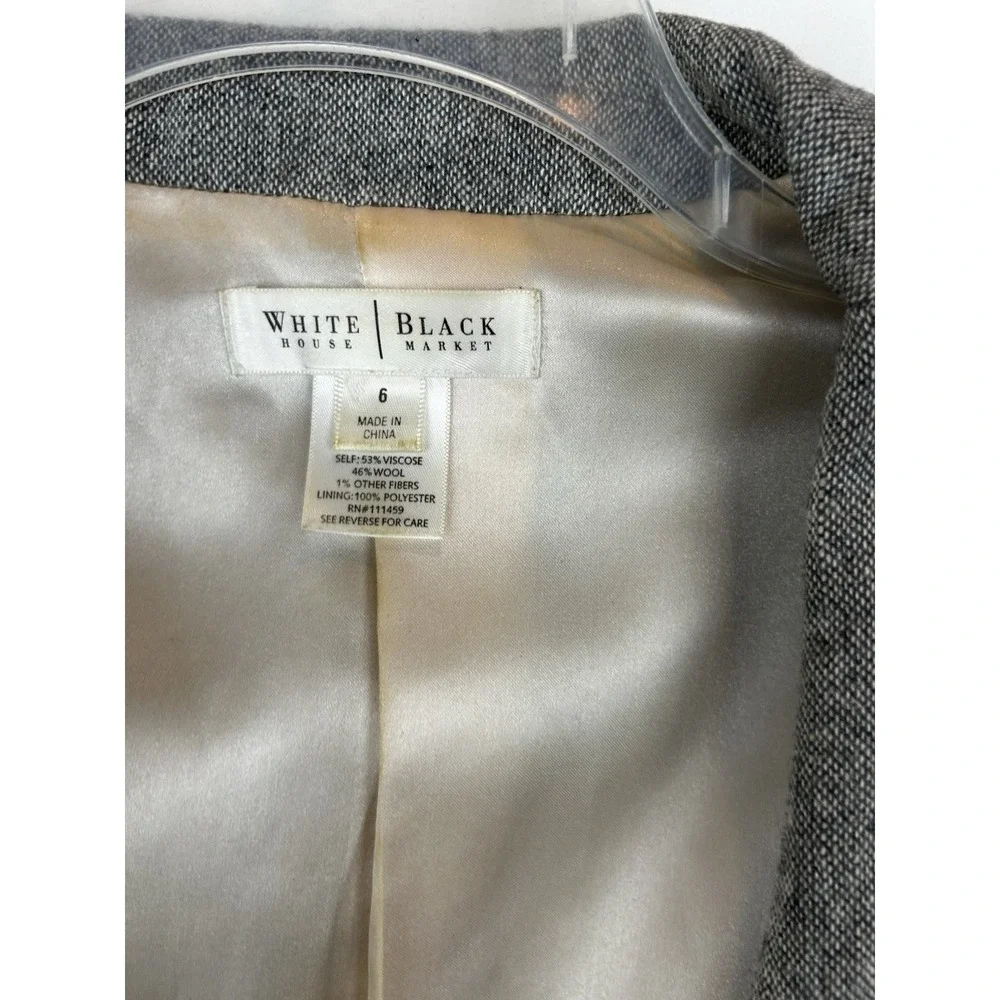 WHBM Suit Skirt Womens 6 8 Tweed 3 Button Gray Office Career Professional Read